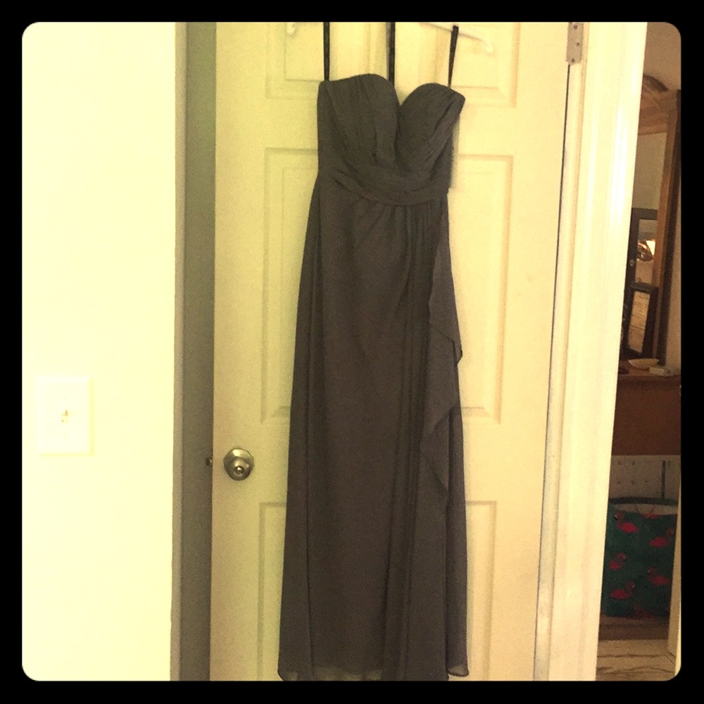 Strapless gray bridemaid/formal dress